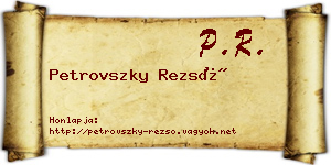 Petrovszky Rezső névjegykártya